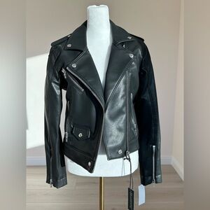 BlankNYC Motor Biker Leather Black Jacket (with flaws as shown in the pictures)